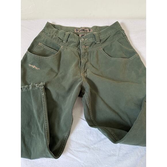Vintage JNCO Jeans 33 Green Loose Baggy Wide Leg JNCO y2k Womans Men Jorts 90s - Picture 1 of 12